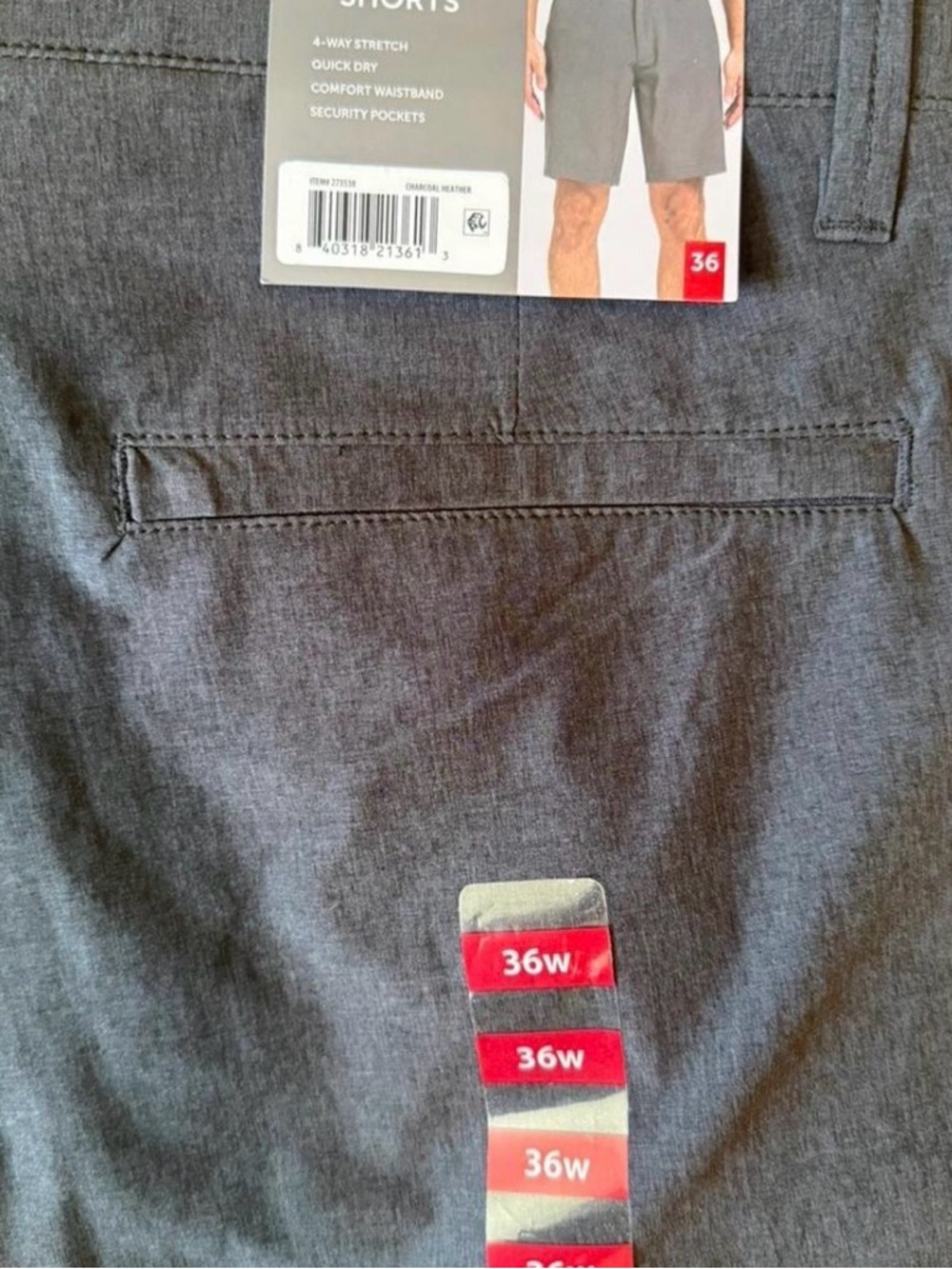 Berkley Jensen Men’s Flat Front Shorts — Charcoal size 36 waist - Picture 3 of 4